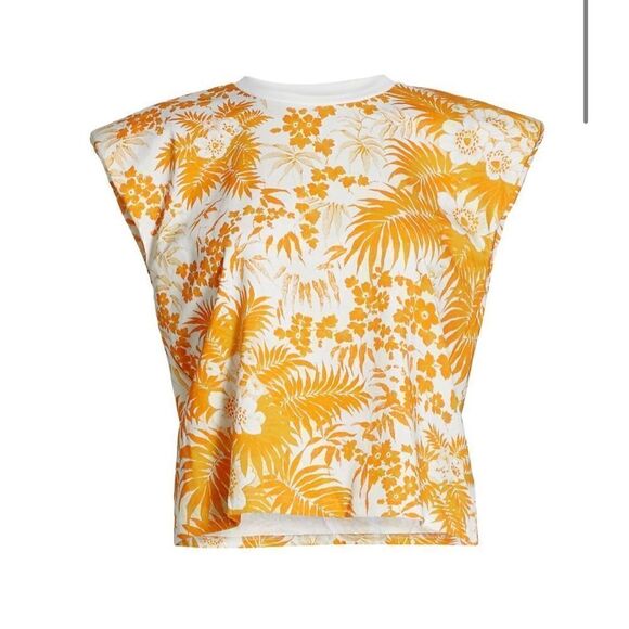 No Brand Tops - AMUR
Floral Padded-Shoulder T-Shirt